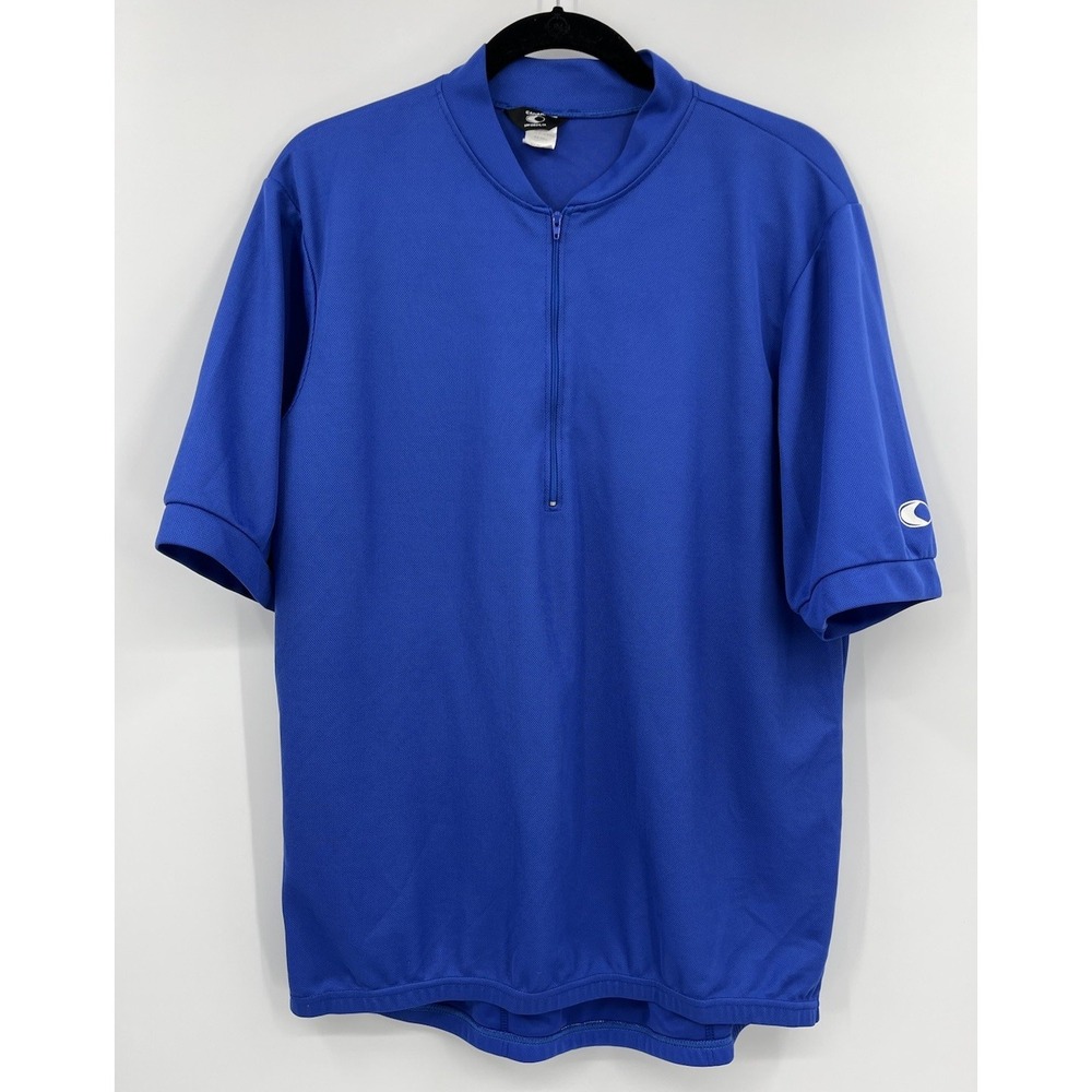 Vintage Canari Cycling Jersey XXL Short Sleeve Blue 1/4 Zip Polyester Pockets